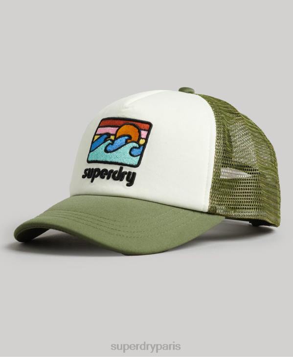 Superdry Hommes casquette de camionneur vintage D64Z1646 accessoires vert