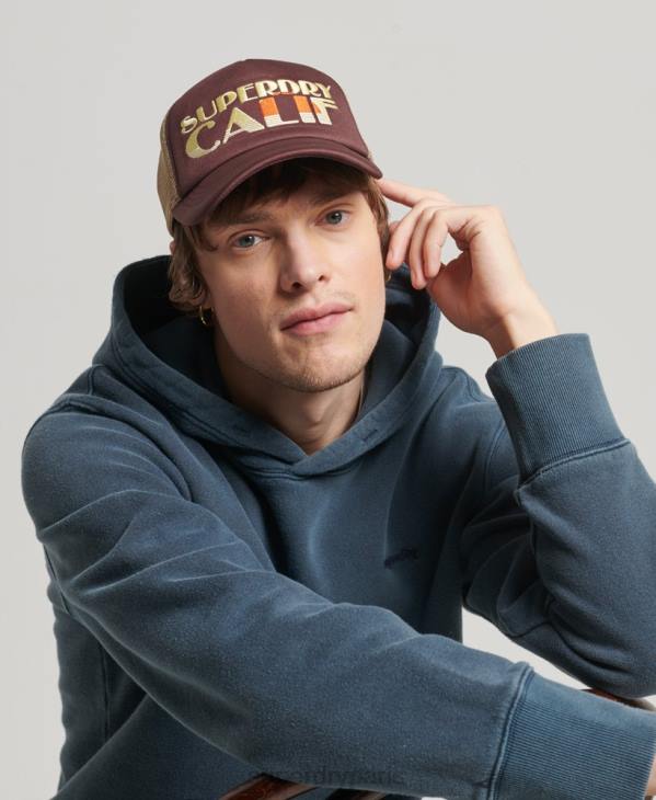 Superdry Hommes casquette de camionneur vintage D64Z1714 accessoires brun