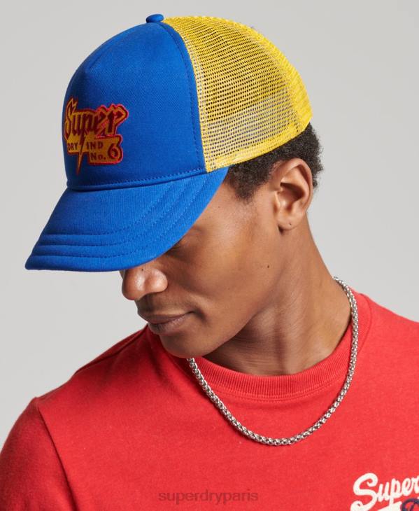 Superdry Hommes casquette trucker graphique vintage D64Z1669 accessoires bleu