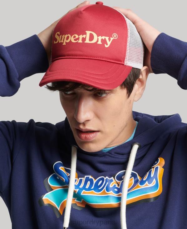 Superdry Hommes casquette trucker graphique vintage D64Z6367 accessoires rouge