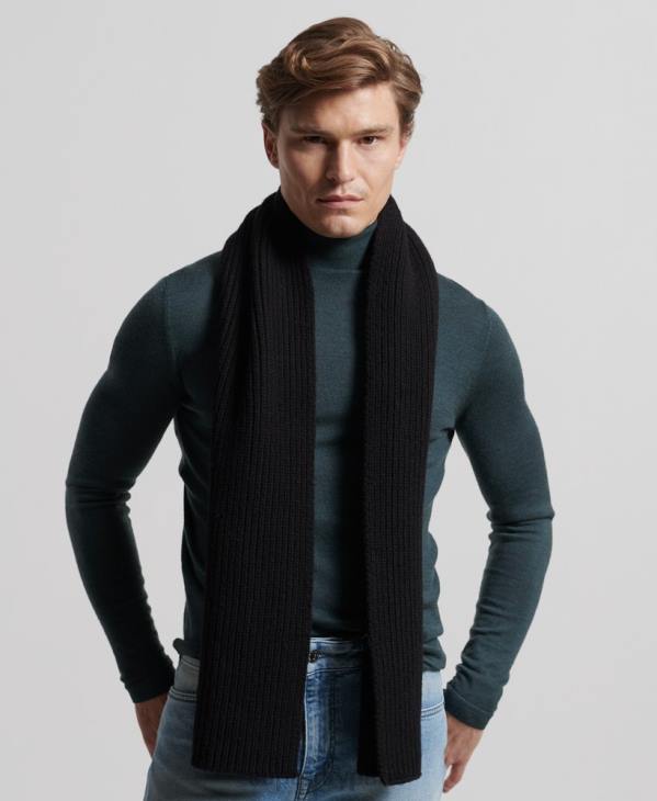 Superdry Hommes écharpe côtelée premium studios D64Z1811 accessoires noir