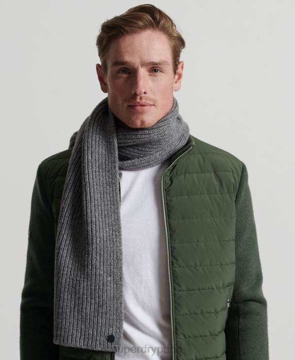 Superdry Hommes écharpe côtelée premium studios D64Z1812 accessoires gris clair