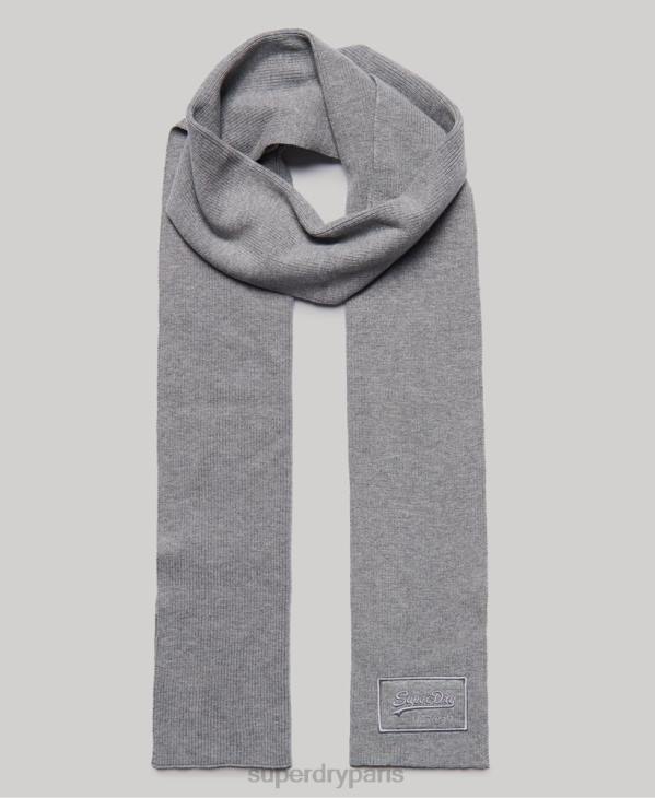 Superdry Hommes écharpe classique à logo vintage D64Z6412 accessoires gris clair