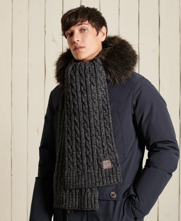 Superdry Hommes écharpe torsadée trawler D64Z1816 accessoires gris foncé