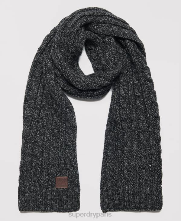 Superdry Hommes écharpe torsadée trawler D64Z1816 accessoires gris foncé