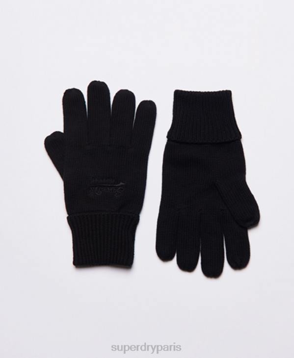 Superdry Hommes gants classiques à logo vintage D64Z1799 accessoires noir