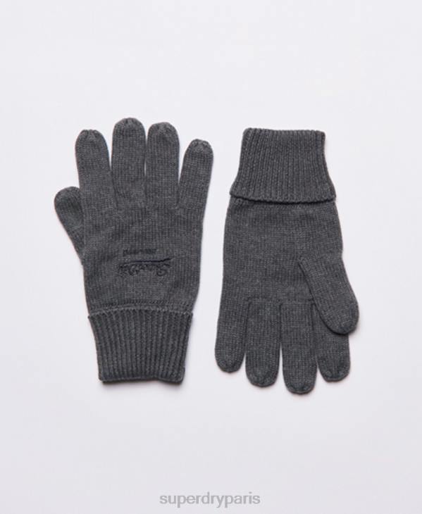 Superdry Hommes gants classiques à logo vintage D64Z1803 accessoires gris