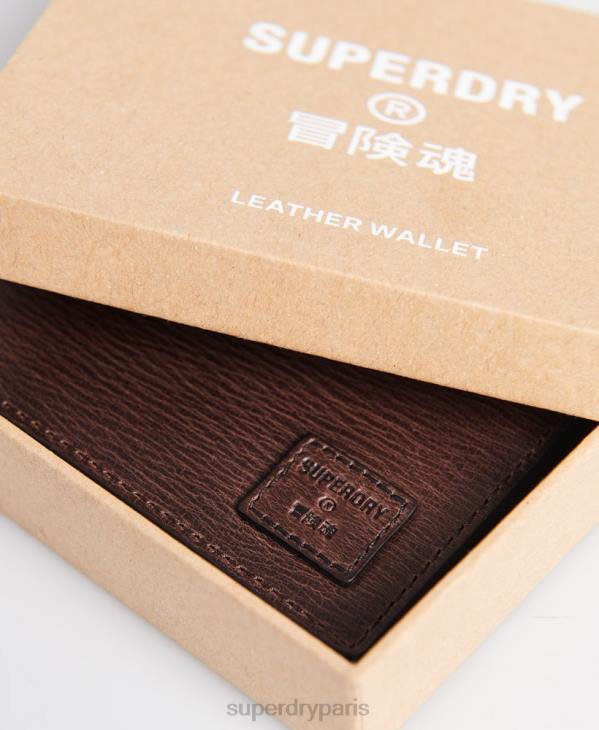 Superdry Hommes portefeuille à deux volets en boîte benson D64Z6429 accessoires brun