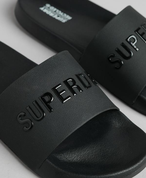 Superdry Hommes claquettes de piscine à logo code D64Z1883 chaussures noir