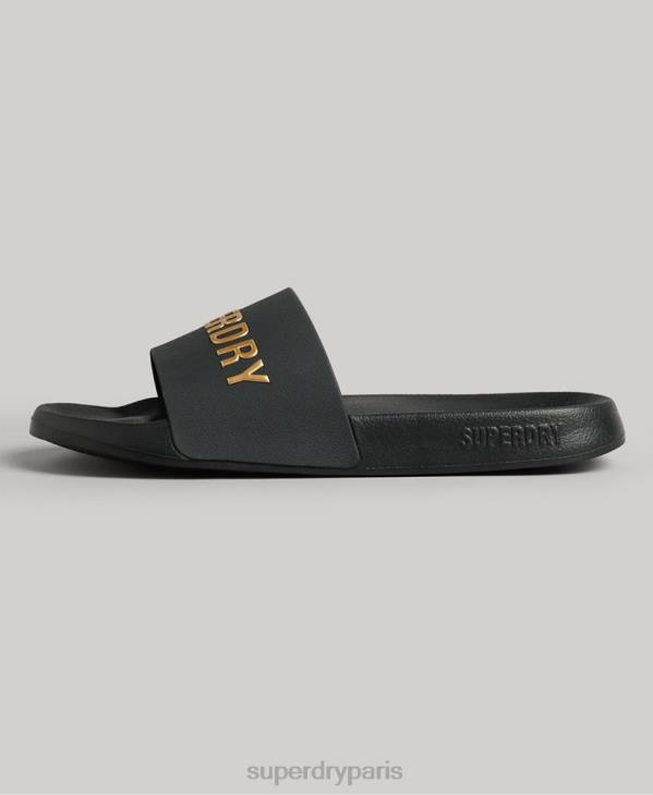 Superdry Hommes claquettes de piscine à logo code D64Z1888 chaussures noir