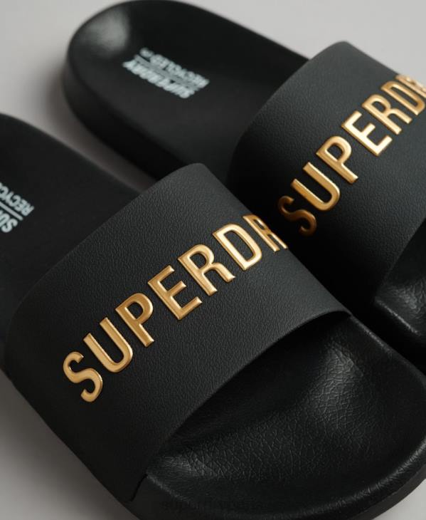 Superdry Hommes claquettes de piscine à logo code D64Z1888 chaussures noir