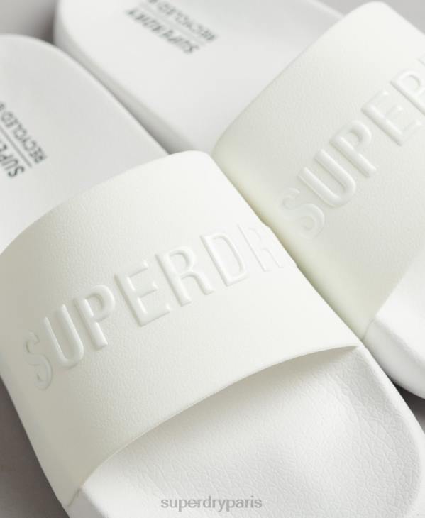 Superdry Hommes claquettes de piscine à logo code D64Z47 chaussures blanc