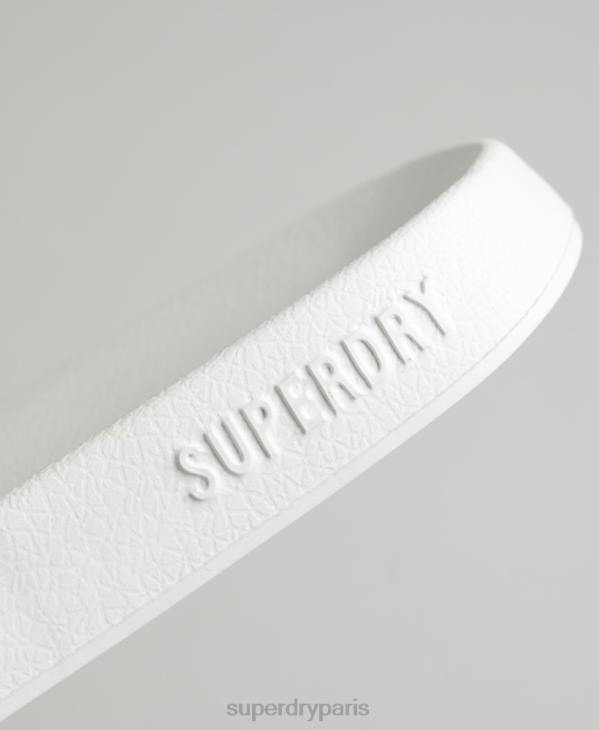 Superdry Hommes claquettes de piscine à logo code D64Z47 chaussures blanc