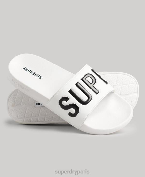 Superdry Hommes curseurs de piscine de base D64Z1890 chaussures blanc