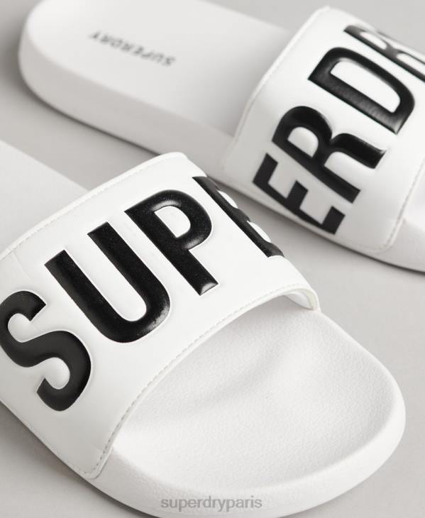 Superdry Hommes curseurs de piscine de base D64Z1890 chaussures blanc