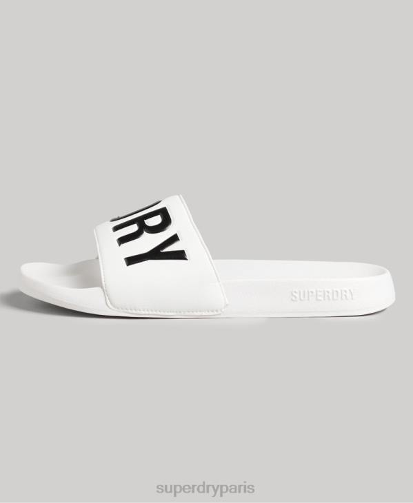 Superdry Hommes curseurs de piscine de base D64Z1890 chaussures blanc