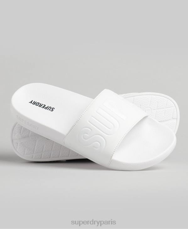 Superdry Hommes curseurs de piscine de base D64Z1944 chaussures blanc