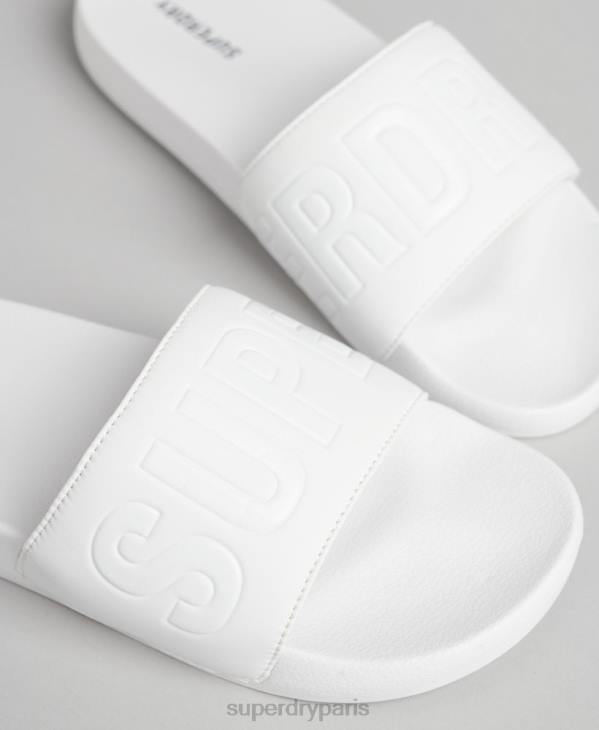 Superdry Hommes curseurs de piscine de base D64Z1944 chaussures blanc