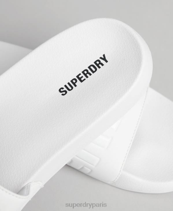 Superdry Hommes curseurs de piscine de base D64Z1944 chaussures blanc