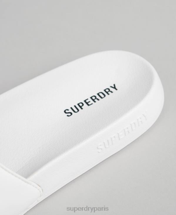 Superdry Hommes curseurs de piscine de base D64Z1944 chaussures blanc
