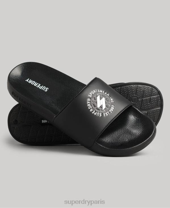 Superdry Hommes curseurs de piscine imprimés par code D64Z1913 chaussures noir