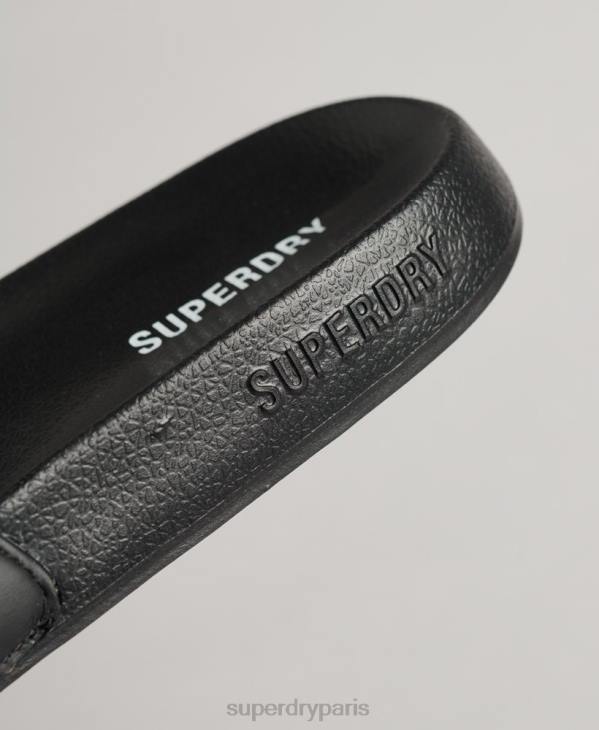Superdry Hommes curseurs de piscine imprimés par code D64Z1913 chaussures noir