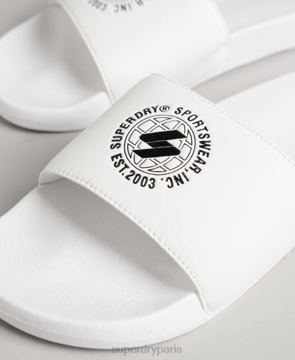 Superdry Hommes curseurs de piscine imprimés par code D64Z1927 chaussures blanc