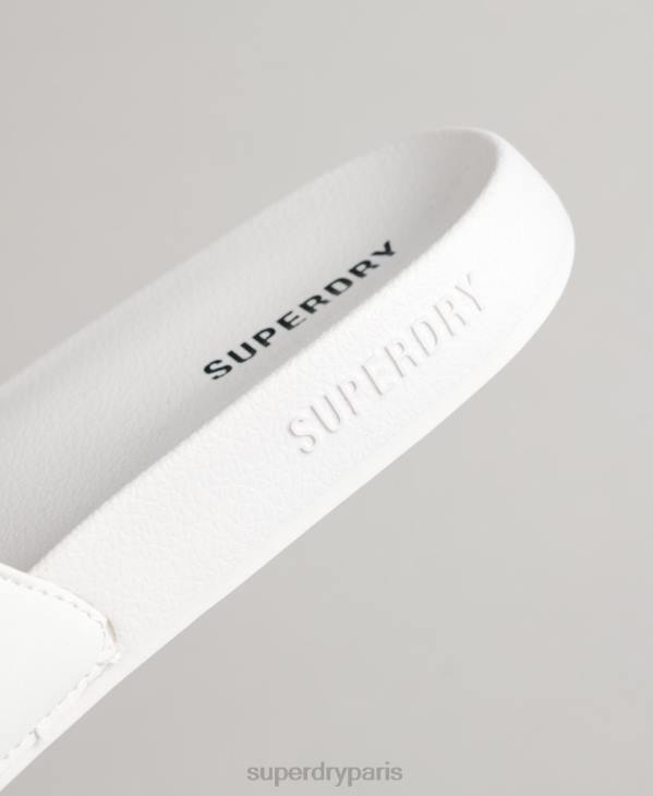 Superdry Hommes curseurs de piscine imprimés par code D64Z1927 chaussures blanc