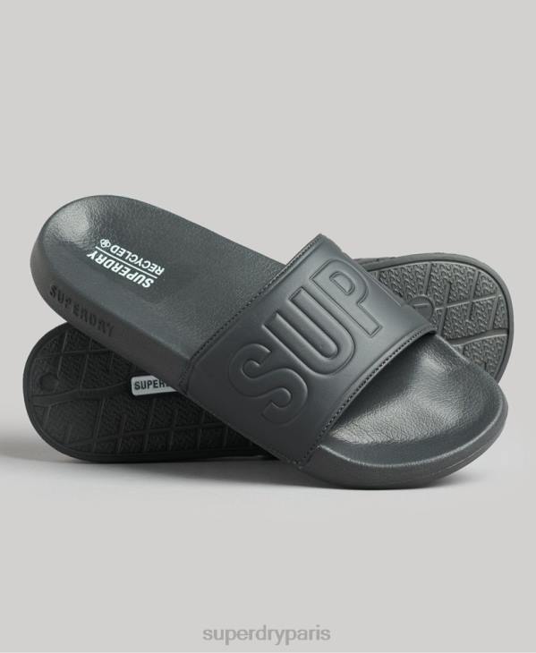 Superdry Hommes curseurs de pool de noyau de code D64Z1889 chaussures gris foncé