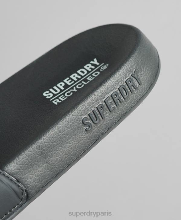 Superdry Hommes curseurs de pool de noyau de code D64Z1889 chaussures gris foncé