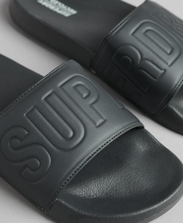 Superdry Hommes curseurs de pool de noyau de code D64Z1889 chaussures gris foncé