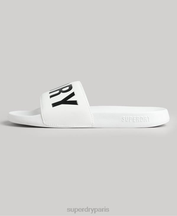 Superdry Hommes curseurs de pool de noyau de code D64Z1892 chaussures blanc