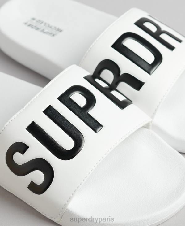 Superdry Hommes curseurs de pool de noyau de code D64Z1892 chaussures blanc