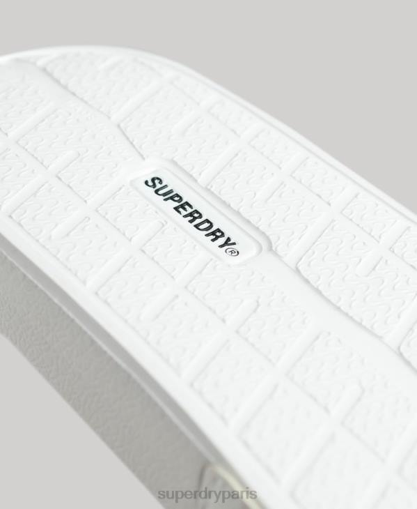 Superdry Hommes curseurs de pool de noyau de code D64Z1892 chaussures blanc
