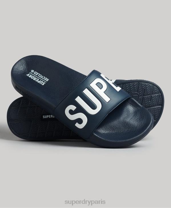 Superdry Hommes curseurs de pool de noyau de code D64Z1907 chaussures marine