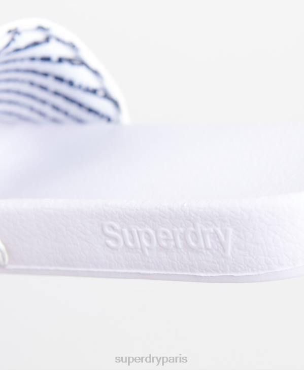 Superdry Hommes curseurs à logo classique D64Z1939 chaussures blanc