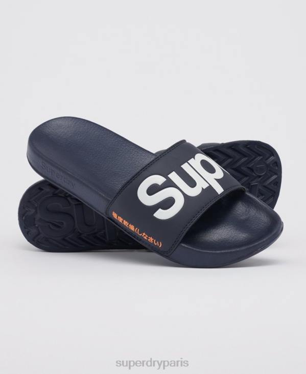 Superdry Hommes curseurs à logo classique D64Z1952 chaussures marine