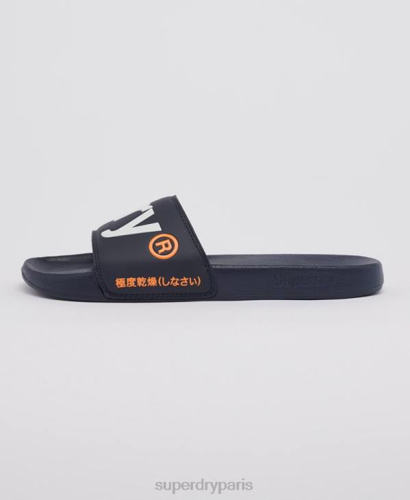 Superdry Hommes curseurs à logo classique D64Z1952 chaussures marine
