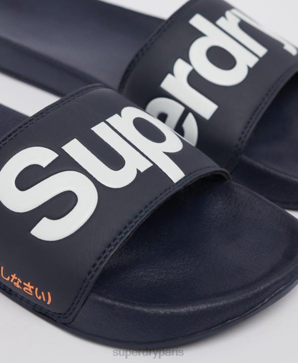 Superdry Hommes curseurs à logo classique D64Z1952 chaussures marine