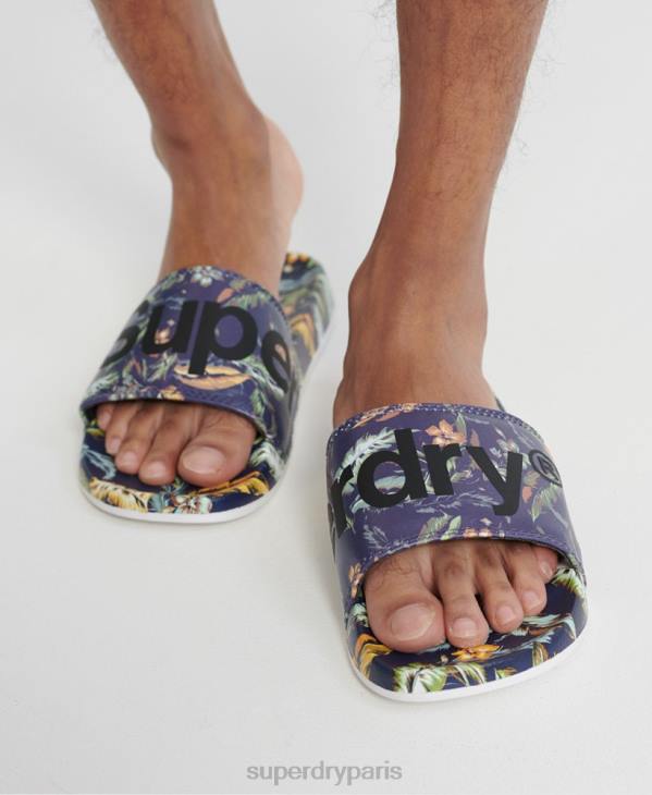 Superdry Hommes sliders de piscine imprimés D64Z1931 chaussures multi