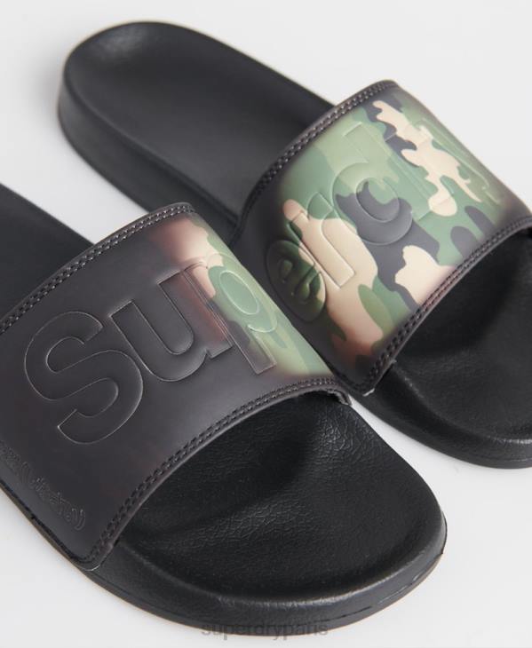 Superdry Hommes sliders de plage camo magiques D64Z1945 chaussures vert