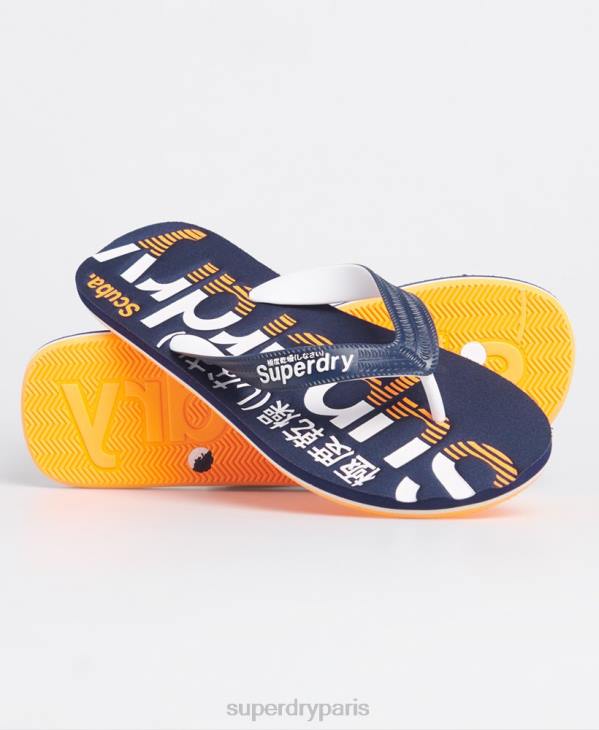 Superdry Hommes tongs classiques à logo D64Z1936 chaussures marine