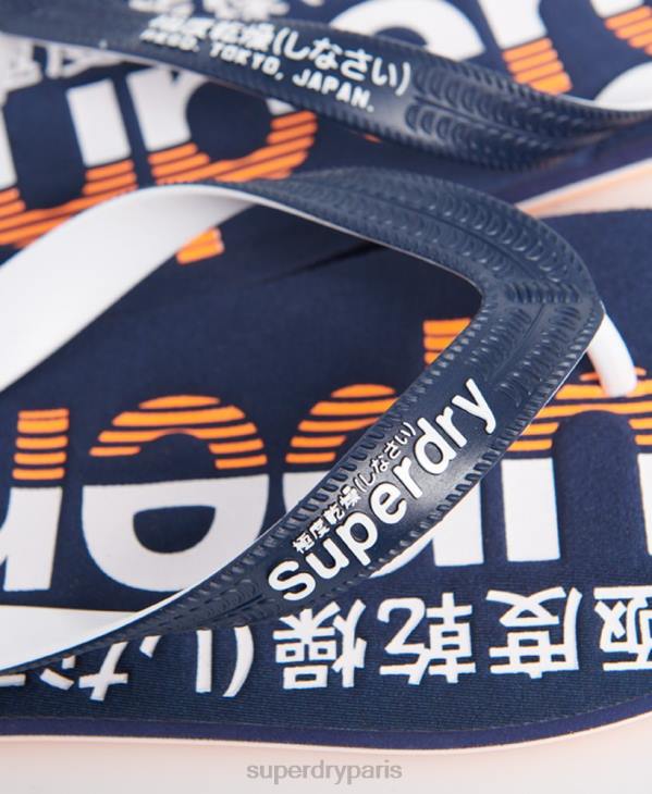Superdry Hommes tongs classiques à logo D64Z1936 chaussures marine