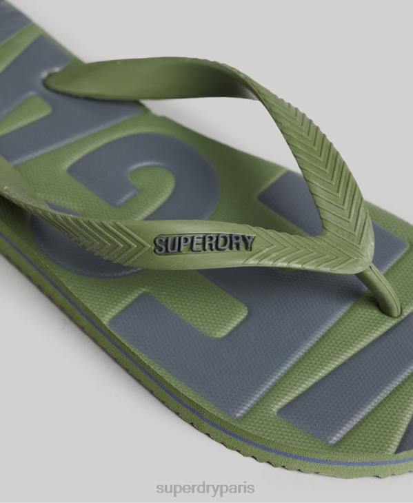Superdry Hommes tongs classiques végétaliennes vintage D64Z1918 chaussures kaki