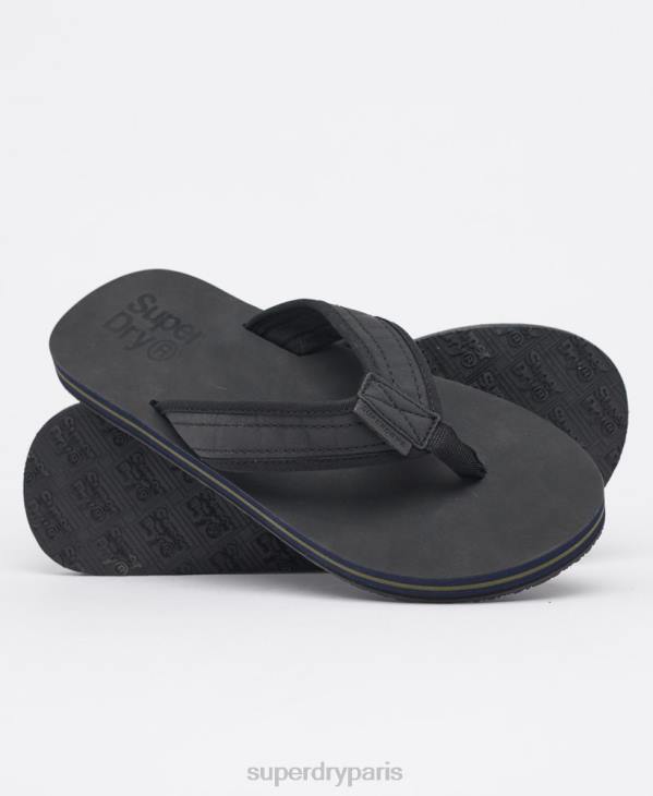 Superdry Hommes tongs en cuir D64Z6485 chaussures noir