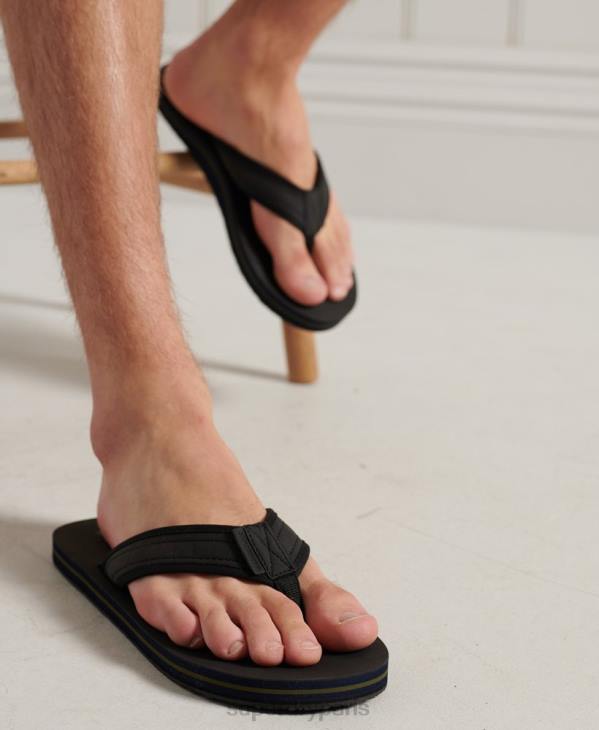 Superdry Hommes tongs en cuir D64Z6485 chaussures noir