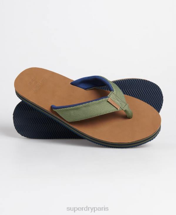 Superdry Hommes tongs en cuir de surf D64Z6478 chaussures kaki