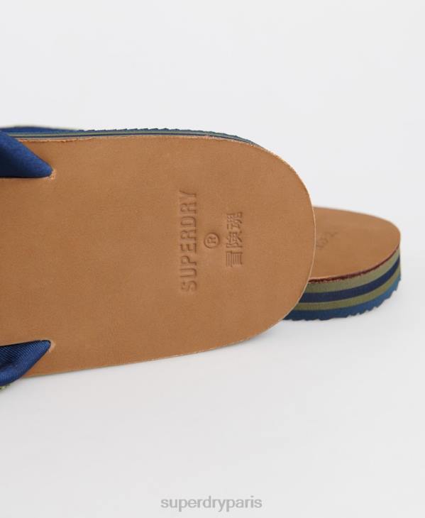 Superdry Hommes tongs en cuir de surf D64Z6478 chaussures kaki