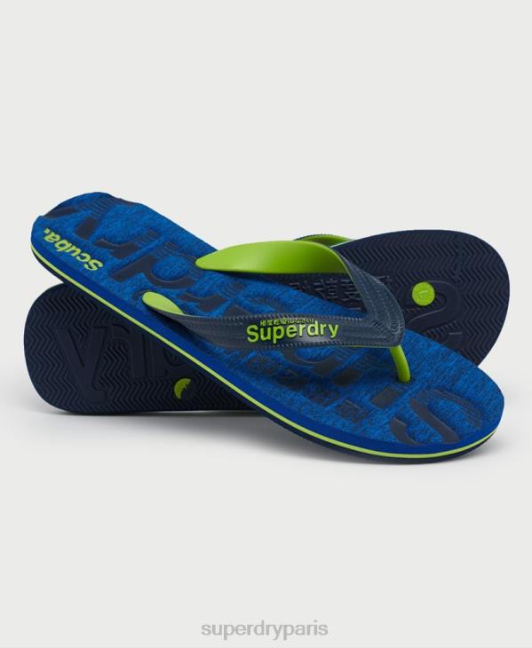 Superdry Hommes tongs à logo essentiel D64Z1929 chaussures bleu foncé
