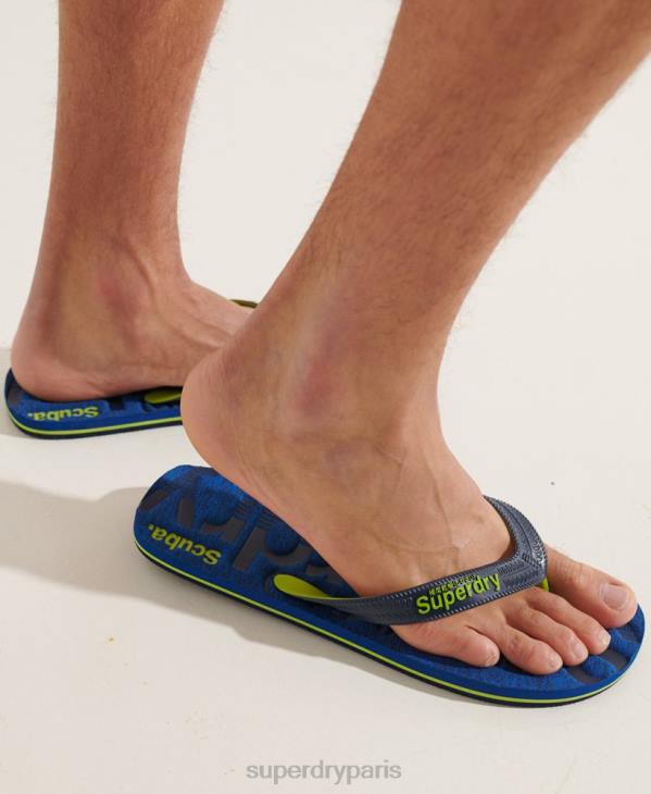 Superdry Hommes tongs à logo essentiel D64Z1929 chaussures bleu foncé